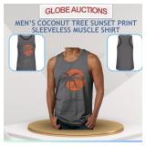 MENï¿½S COCONUT TREE SUNSET PRINT SLEEVELESS SHIRT