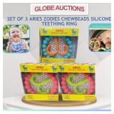 SET OF 3 ZODIES CHEWBEADS SILICONE TEETHING RING