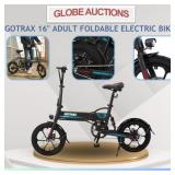 LIKE NEW GOTRAX 16" ADULT FOLDABLE E-BIKE(MSP:$799