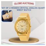 SET OF 2 WOMEN CRYSTAL ANALOG QUARTZ WRIST WATCH
