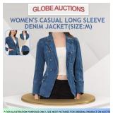 WOMEN'S CASUAL LONG SLEEVE DENIM JACKET(SIZE:M)