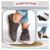 VINTAGE LACE-UP PERFORATED OXFORDS SNEAKER(SIZE:40