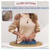 WOMENï¿½S CROSS NECK COLD SHOULDER SWEATER(S: L)