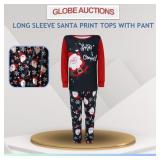 LONG SLEEVE SANTA PRINT TOPS WITH PANT (S: M)