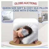 QUEEN SIZE SOFT & COZY SILK PILLOW CASE W/ EYEMASK