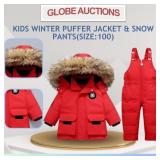KIDS WINTER PUFFER JACKET & SNOW PANTS(SIZE:100)