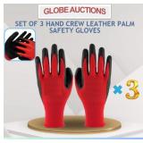 SET OF 3 HAND CREW LEATHER PALM SAFETY GLOVES
