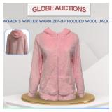WOMEN'S WINTER WARM ZIP-UP HOODED WOOL JACKET(2XL)