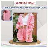 LONG SLEEVE HOODED WOOL JACKET(SIZE: XL)