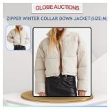 ZIPPER WINTER COLLAR DOWN JACKET(SIZE:M)