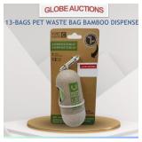 13-BAGS PET WASTE BAG BAMBOO DISPENSER