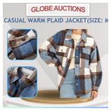 CASUAL WARM PLAID JACKET(SIZE: M)