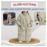 ZIPPER LONG SLEEVE PUFFER JACKET(SIZE: M)