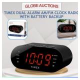 TIMEX DUAL ALARM AM/FM CLOCK RADIO+BATTERY BACKUP