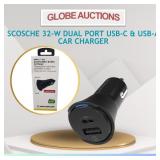 SCOSCHE 32-W DUAL PORT USB-C & USB-A CAR CHARGER