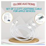 SET OF 2 (3-FT LIGHTNING CABLE FOR APPLE DEVICES)