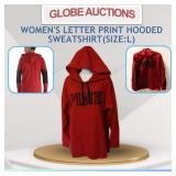 WOMEN'S LETTER PRINT HOODED SWEATSHIRT(SIZE:L)