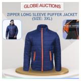 ZIPPER LONG SLEEVE PUFFER JACKET(SIZE: 3XL)
