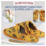 MENï¿½S LIGHTWEIGHT LEMON PRINT SLIPPERS(SIZE:7)