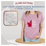 LEAF PRINT SHORT SLEEVE ROUNDNECK T-SHIRT(SIZE:S)