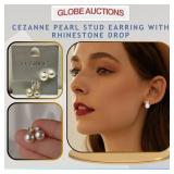 CEZANNE PEARL STUD EARRING WITH RHINESTONE DROP
