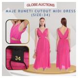 MAJE RUNETI CUTOUT MIDI DRESS,SIZE:34 (MSP:$375)