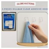 3-PIECES HILLMAN CLEAR ADHESIVE HOOKS