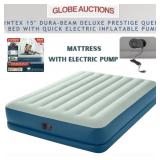 INTEX QUEEN BED W/ QUICK ELECTRIC INFLATABLE PUMP