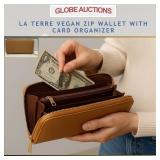 LA TERRE VEGAN ZIP WALLET WITH CARD ORGANIZER