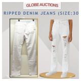 RIPPED DENIM JEANS (SIZE:30)