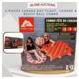 3-PCS CANADA DAY FLOAT, LOUNGE & BEACH BALL COMBO