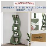 NEW MODERN 5-TIER CORNER BOOK SHELF (MSP:$179)