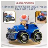 NINTENDO SUPER MARIO MOVIE FIGURE TOAD WITH KART