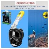BREATHING SWIM DIVING SNORKEL MASK W/ MOUNT