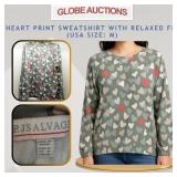 HEART PRINT SWEATSHIRT WITH RELAXED FIT