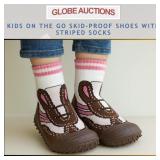 KIDS ON THE GO SKID-PROOF SHOES WITH STRIPED SOCKS