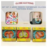 SET OF 3 ARIES ZODIES CHEWBEADS SILICONE TEETHINGS