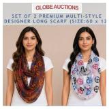 SET OF 2 PREMIUM MULTI-STYLE DESIGNER LONG SCARF