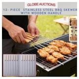12- PCS STAINLESS STEEL BBQ SKEWERS