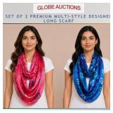 SET OF 2 PREMIUM MULTI-STYLE DESIGNER LONG SCARF