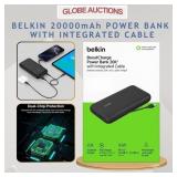 SEALED BELKIN 20000mAh POWER BANK WITH INTEG CABLE