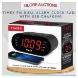 TIMEX FM DUAL ALARM CLOCK RADIO W/ USB CHARGING