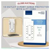 10-OUTLET 2-PORT SURGE PROTECTOR W/ 6-FT CORD