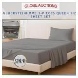 GLUCKSTEINHOME 3-PIECES QUEEN SHEET SET (MSP:$199)