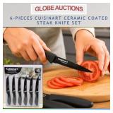 6-PCS CUISINART CERAMIC COATED STEAK KNIFE SET