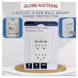 3-USB PORT 4-OUTLET WALL MOUNT SURGE PROTECTOR