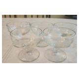 Lot of 5 small etched champagne glasses