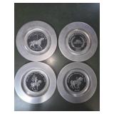 Set of 4 vintage metal collectible plates