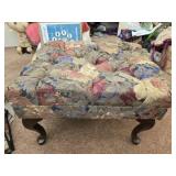 Upholstered mahogany foot stool
