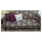 Large Queen Ann Style Floral Upholstered Couch